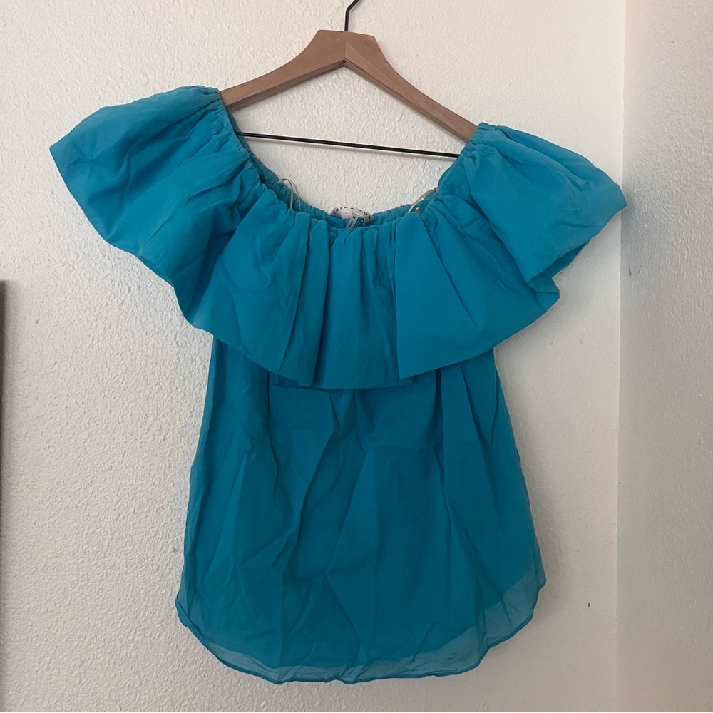 Trina Turk Blue Off Shoulder Top